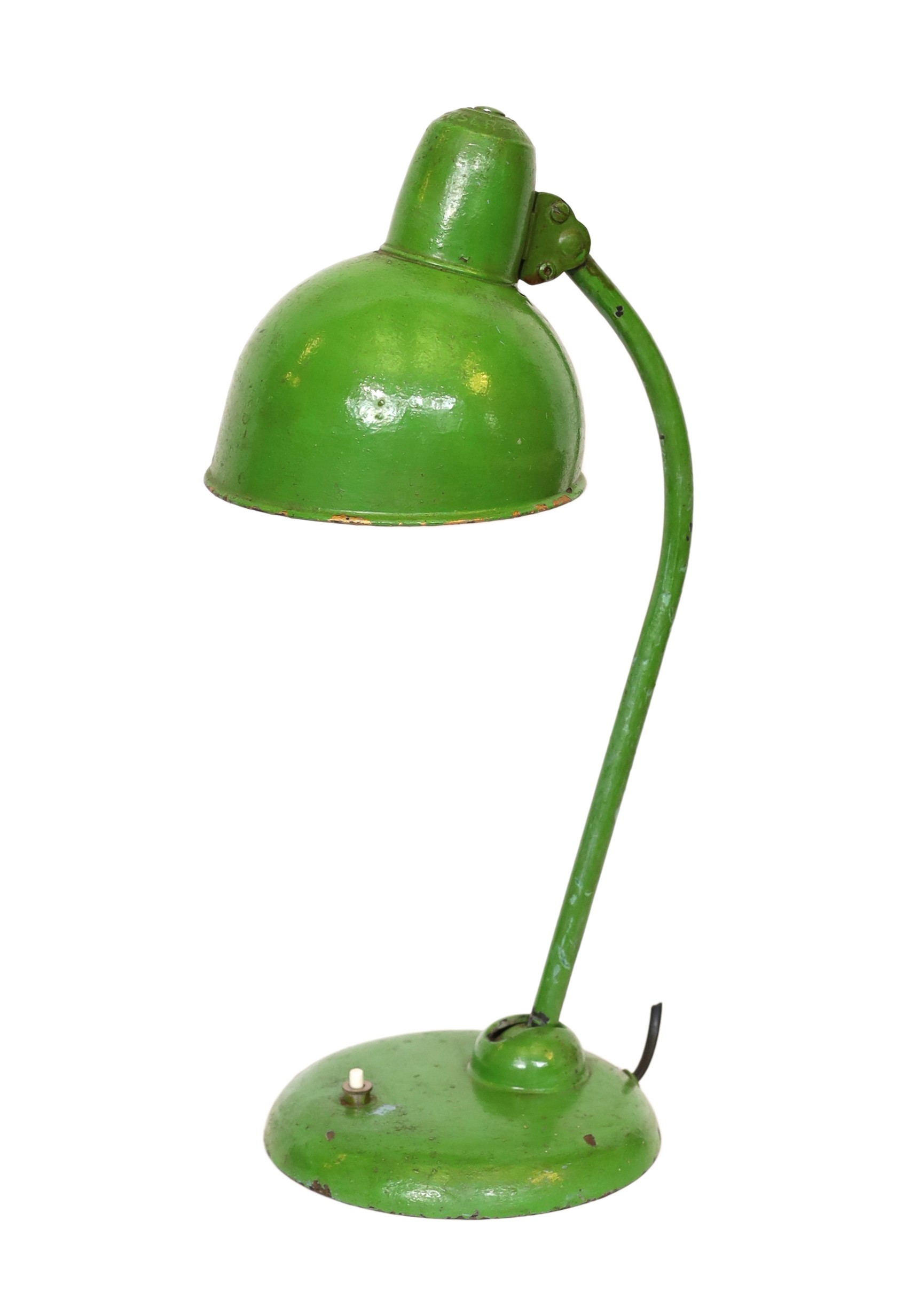 A 1930s Kaiser green enamelled metal desk lamp, height 45cm